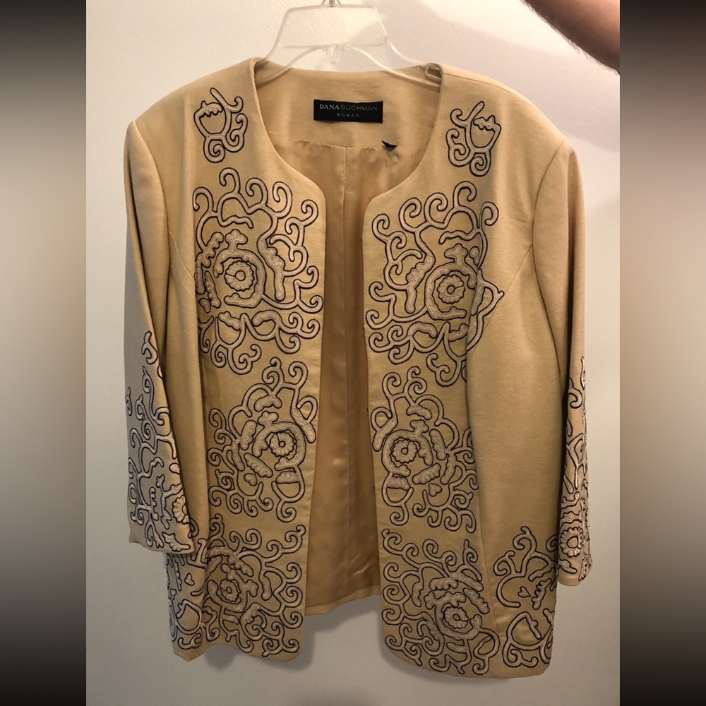 Dana Buchman Women's Tan Embroidered Suit Jacket